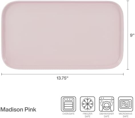 Madison Pink Durable Bone China Rectangular Serving Platter, 16 in. in Pink, alternate view 2