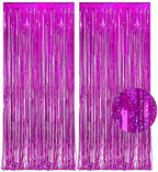 Magenta Tinsel Curtain Party Backdrop 3.2ft X 8.2ft 2 PCS