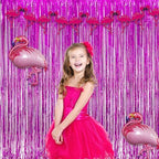 Magenta Tinsel Curtain Party Backdrop 3.2ft X 8.2ft 2 PCS, alternate view 3
