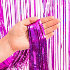 Magenta Tinsel Curtain Party Backdrop 3.2ft X 8.2ft 2 PCS, alternate view 6