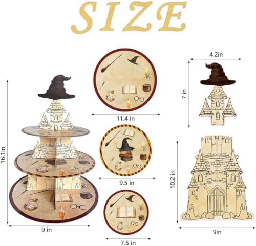 Magical Wizard Cupcake Stand Wizard Birthday Party Decorations 3 Tiered Magical Hat Dessert Cake Table Displays, alternate