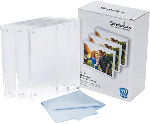 Magnetic Acrylic Picture Photo Frame 5x7 inches Clear Edge, 3 Pack in 5x7 inches in Clear, alternate view 2
