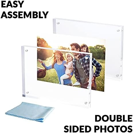 Magnetic Acrylic Picture Photo Frame 5x7 inches Clear Edge, 3 Pack in 5x7 inches in Clear, alternate view 4