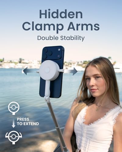 Magnetic Phone Tripod for iPhone, Dual-Sided Mount for MagSafe in White, alternate view 3