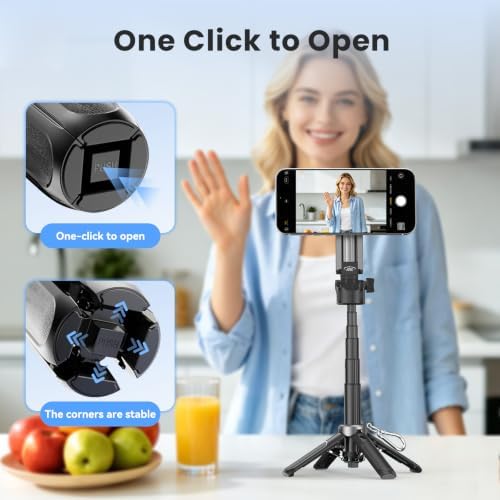 Magnetic Selfie Stick Tripod for iPhone Android, MagSafe, Black in Black, alternate view 2