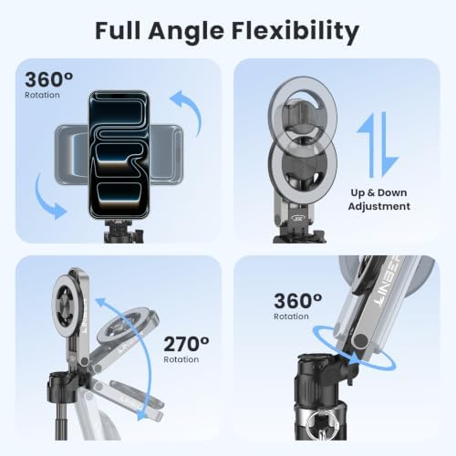 Magnetic Selfie Stick Tripod for iPhone Android, MagSafe, Black in Black, alternate view 4