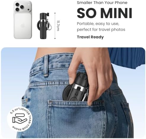Magnetic Selfie Stick Tripod for iPhone Android, MagSafe, Black in Black, alternate view 6
