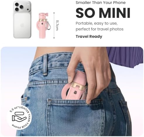Magnetic Selfie Stick Tripod for iPhone Android, MagSafe, Pink in Pink, alternate view 6