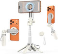 Magnetic Selfie Stick Tripod for iPhone Android, MagSafe, White in White