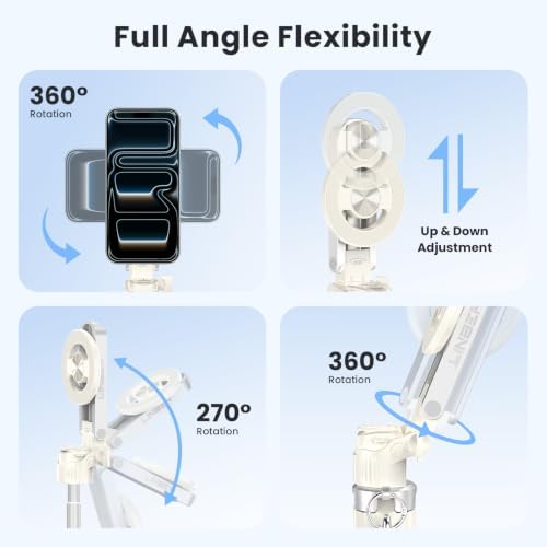 Magnetic Selfie Stick Tripod for iPhone Android, MagSafe, White in White, alternate view 3