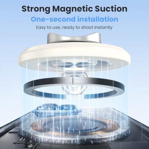 Magnetic Selfie Stick Tripod for iPhone Android, MagSafe, White in White, alternate view 5