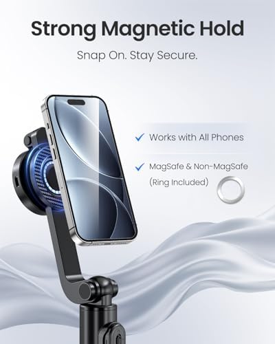Magnetic Selfie Stick Tripod with Dimmable Light and Rechargeable Remote, Portable Travel Phone Tripod Stand for, alternate