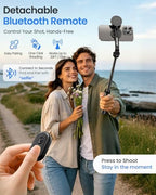 Magnetic Selfie Stick Tripod with Dimmable Light and Rechargeable Remote, Portable Travel Phone Tripod Stand for, alternate