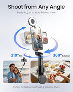Magnetic Selfie Stick Tripod with Dimmable Light and Rechargeable Remote, Portable Travel Phone Tripod Stand for, alternate