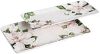 Magnolia Floral Ceramic 14 inch Rectangular Serving Platter, Set of 2, for Serving Salad, Pasta, Cheese, Ham