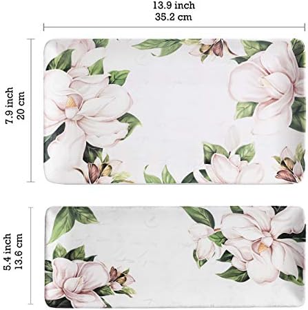 Magnolia Floral Ceramic 14 inch Rectangular Serving Platter, Set of 2, for Serving Salad, Pasta, Cheese, Ham, alternate view