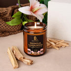 Magnolia & Sandalwood Scented Candles, Soy Candle for Home Scented, Amber Jar Candles Gifts for Men Women, 7oz, alternate
