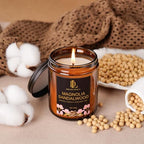 Magnolia & Sandalwood Scented Candles, Soy Candle for Home Scented, Amber Jar Candles Gifts for Men Women, 7oz, alternate