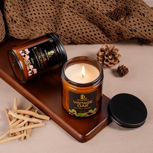 Magnolia & Sandalwood Scented Candles, Soy Candle for Home Scented, Amber Jar Candles Gifts for Men Women, 7oz, alternate