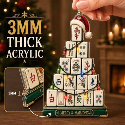 Mahjong Christmas Ornament 2026, Mahjong Tile Christmas Tree Ornament, Funny Mahjong Lover Gift, Holiday, alternate view 3