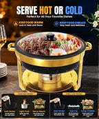 Maifanite-Coated Chafing Dishes for Buffet 6QT, Black& Gold, 2 Pack, alternate view 5