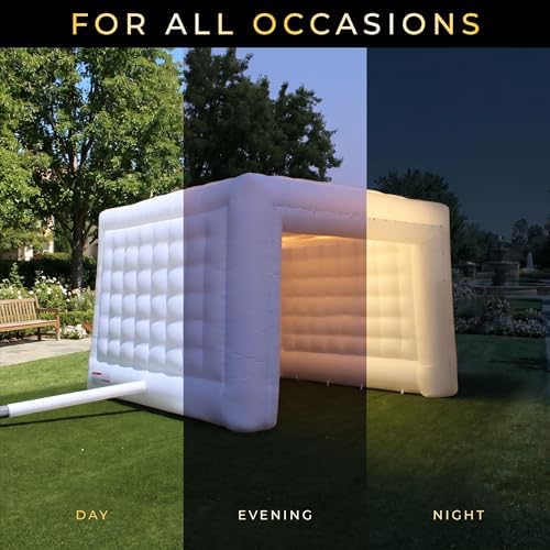 MaisonAir AirDome Cube 13.3 x 13.3 x 10.7 ft LED Light-Up Inflatable Gazebo for Parties and Events, Nighttime, alternate view