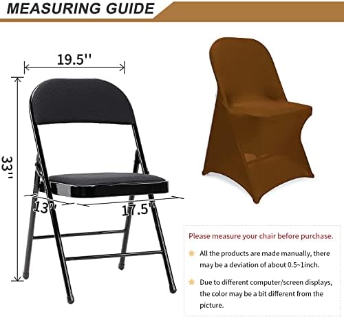 ManMengJi Brown Folding Chair Covers, Spandex Folding Chair Covers 6 PCS, Banquet Chair Slipcovers for Party, alternate view