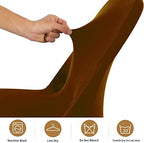 ManMengJi Brown Folding Chair Covers, Spandex Folding Chair Covers 6 PCS, Banquet Chair Slipcovers for Party, alternate view