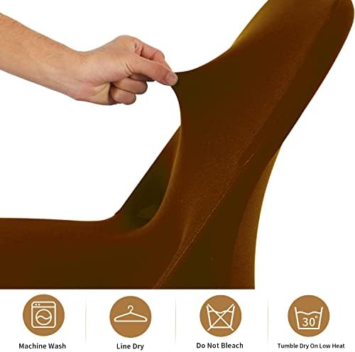 ManMengJi Brown Folding Chair Covers, Spandex Folding Chair Covers 6 PCS, Banquet Chair Slipcovers for Party, alternate view