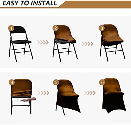ManMengJi Brown Folding Chair Covers, Spandex Folding Chair Covers 6 PCS, Banquet Chair Slipcovers for Party, alternate view