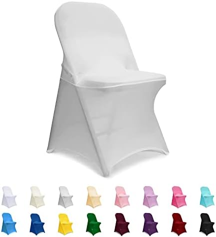 ManMengJi Gray Folding Chair Covers, 6 PCS Spandex Chair Covers, Universal Fitted Chair Slipcovers for Wedding