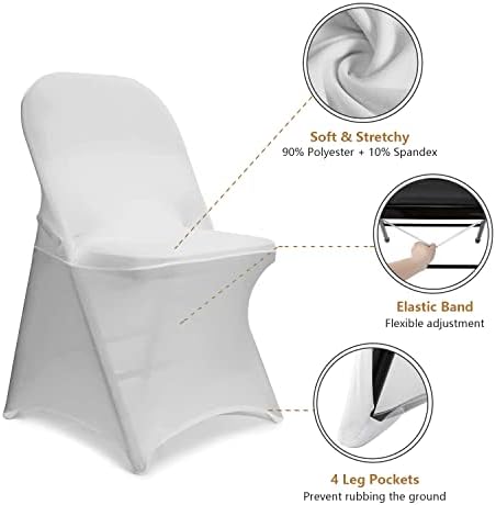 ManMengJi Gray Folding Chair Covers, 6 PCS Spandex Chair Covers, Universal Fitted Chair Slipcovers for Wedding, alternate