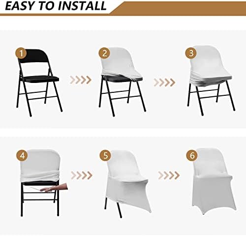 ManMengJi Gray Folding Chair Covers, 6 PCS Spandex Chair Covers, Universal Fitted Chair Slipcovers for Wedding, alternate