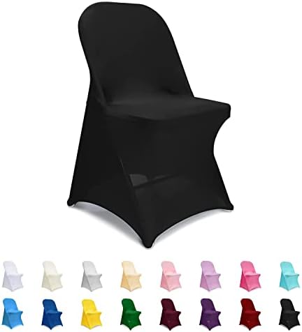 ManMengJi Spandex Folding Chair Covers, Black Folding Chair Slipcovers 12 PCS, Universal Fitted Chair Slipcovers