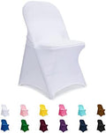 ManMengJi White Folding Chair Covers, Spandex Folding Chair Covers 20 PCS, Banquet Chair Slipcovers for Party