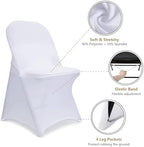 ManMengJi White Folding Chair Covers, Spandex Folding Chair Covers 20 PCS, Banquet Chair Slipcovers for Party, alternate view