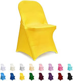 ManMengJi Yellow Folding Chair Covers, Spandex Folding Chair Covers 10 PCS, Banquet Chair Slipcovers for Party