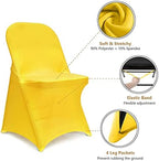 ManMengJi Yellow Folding Chair Covers, Spandex Folding Chair Covers 10 PCS, Banquet Chair Slipcovers for Party, alternate