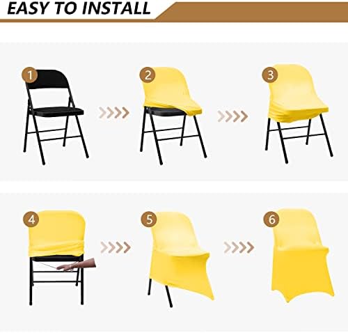 ManMengJi Yellow Folding Chair Covers, Spandex Folding Chair Covers 10 PCS, Banquet Chair Slipcovers for Party, alternate