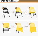 ManMengJi Yellow Folding Chair Covers, Spandex Folding Chair Covers 10 PCS, Banquet Chair Slipcovers for Party, alternate