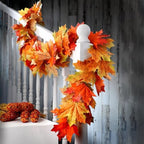 Maple Leaf Garland, 2 Pack Artificial Fall Garland 5.9Ft/Pieces Fall Decor Autumn Thanksgiving Decoration for, alternate view