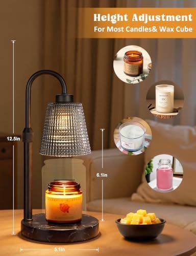 Marble Black Candle Warmer Lamp with Timer Home Decor Gifts for Women in Marble Black, alternate view 3