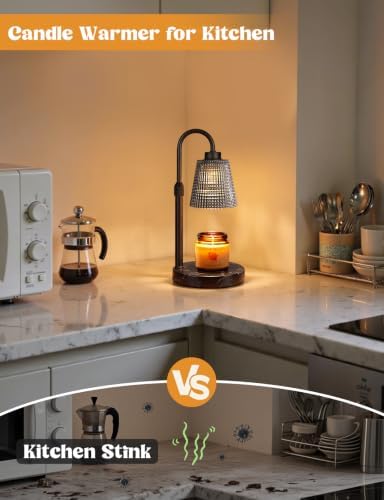 Marble Black Candle Warmer Lamp with Timer Home Decor Gifts for Women in Marble Black, alternate view 5