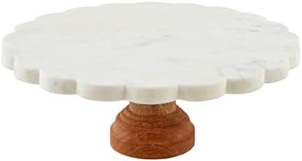 Marble Cake Stand, 12" dia, White in White