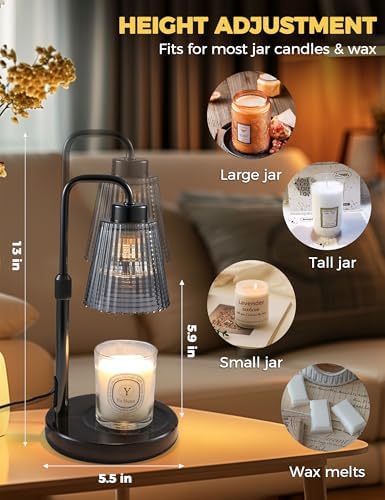 Marble Candle Warmer Lamp Black with Cycle Timer, Dimmable Wax Melt Warmer, alternate view 2
