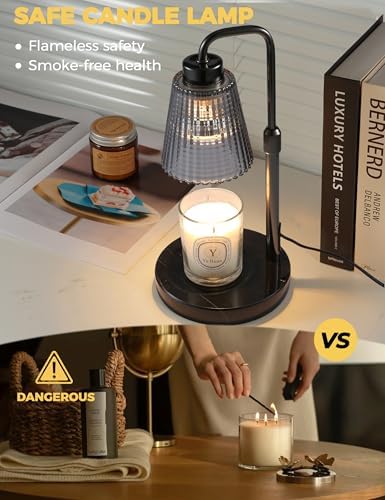 Marble Candle Warmer Lamp Black with Cycle Timer, Dimmable Wax Melt Warmer, alternate view 3
