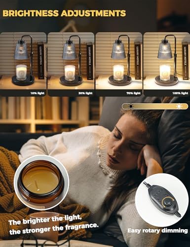 Marble Candle Warmer Lamp Black with Cycle Timer, Dimmable Wax Melt Warmer, alternate view 4