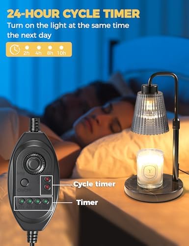Marble Candle Warmer Lamp Black with Cycle Timer, Dimmable Wax Melt Warmer, alternate view 5
