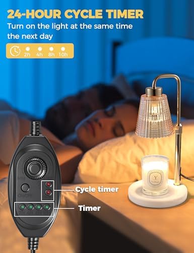 Marble Candle Warmer Lamp White with Cycle Timer, Dimmable Wax Melt Warmer, alternate view 5