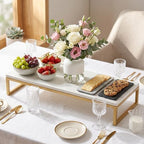 Marble Charcuterie Board White and Gold Frame Stand in White, Gold, alternate view 4